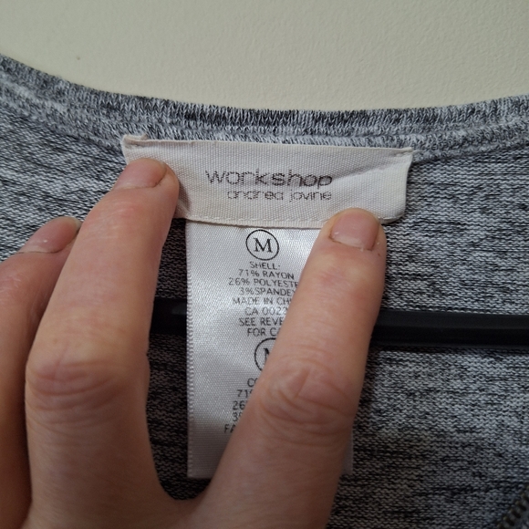 Workshop Andrea Jovine Grey Space Dye 1/4 Zip Pullover Top M - Picture 3 of 8